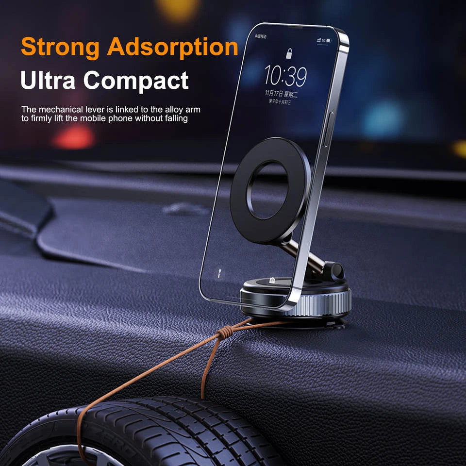 Magnetic Car Phone Holder with Vacuum Suction Cup - Universal Mount